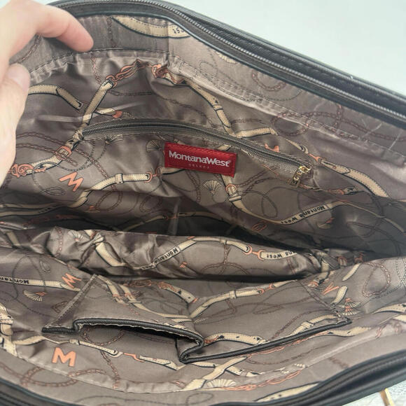 Montana West purse womens black leather tote large medium double handles - Picture 10 of 10